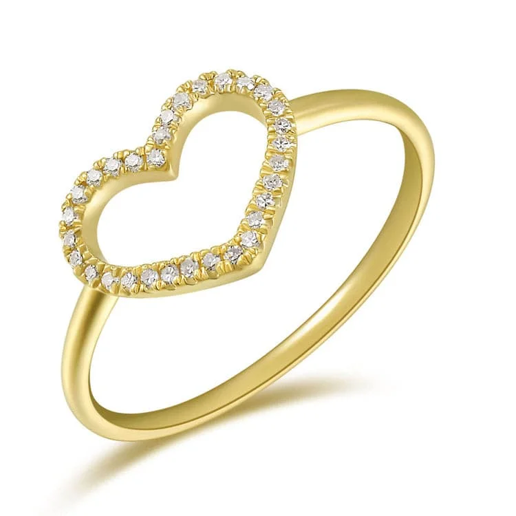 Women stylish rings -14k Gold & Diamond Open Heart Ring