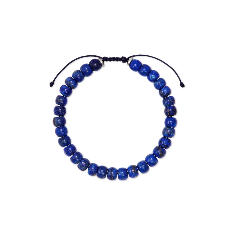 Women handmade bangles and bracelets -Scott Bros. Cade Oxidized Sterling Silver Corded Bracelet In Blue Lapis