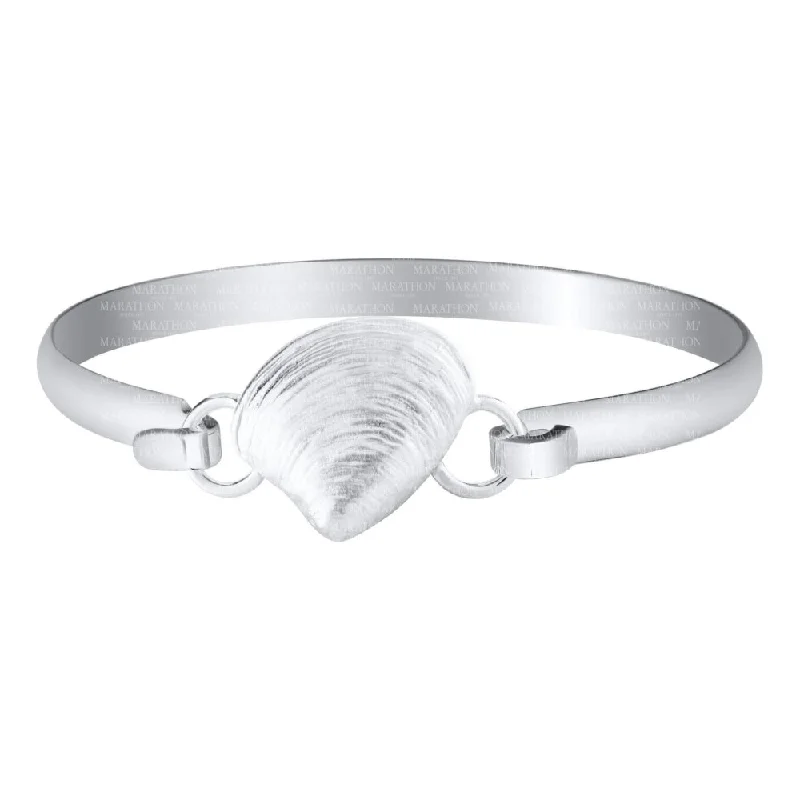 Women gemstone bangles and bracelets -Sterling Silver Clam Shell Bangle Bracelet