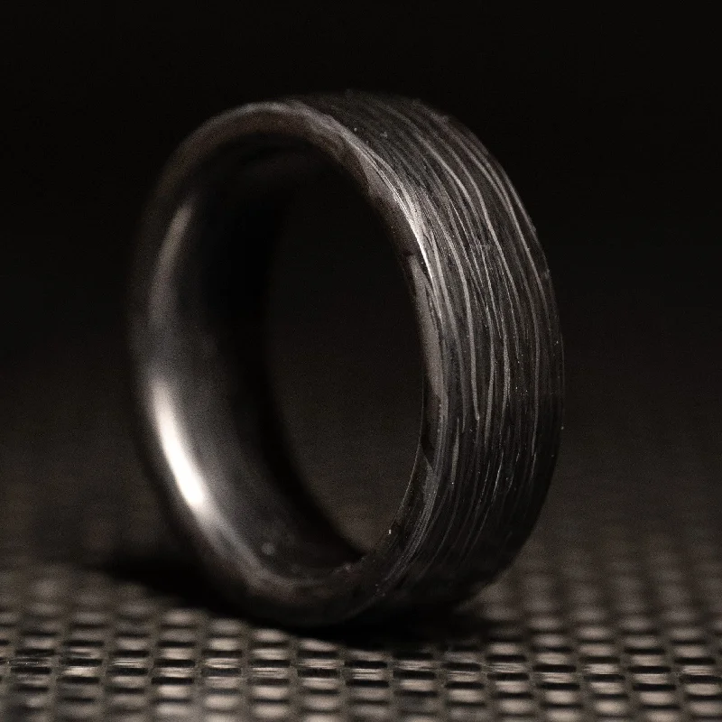 Women engraved rings -Pure Carbon Fiber Ring