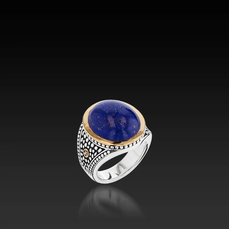 Women pearl rings -Matrix Lapis Signet Ring