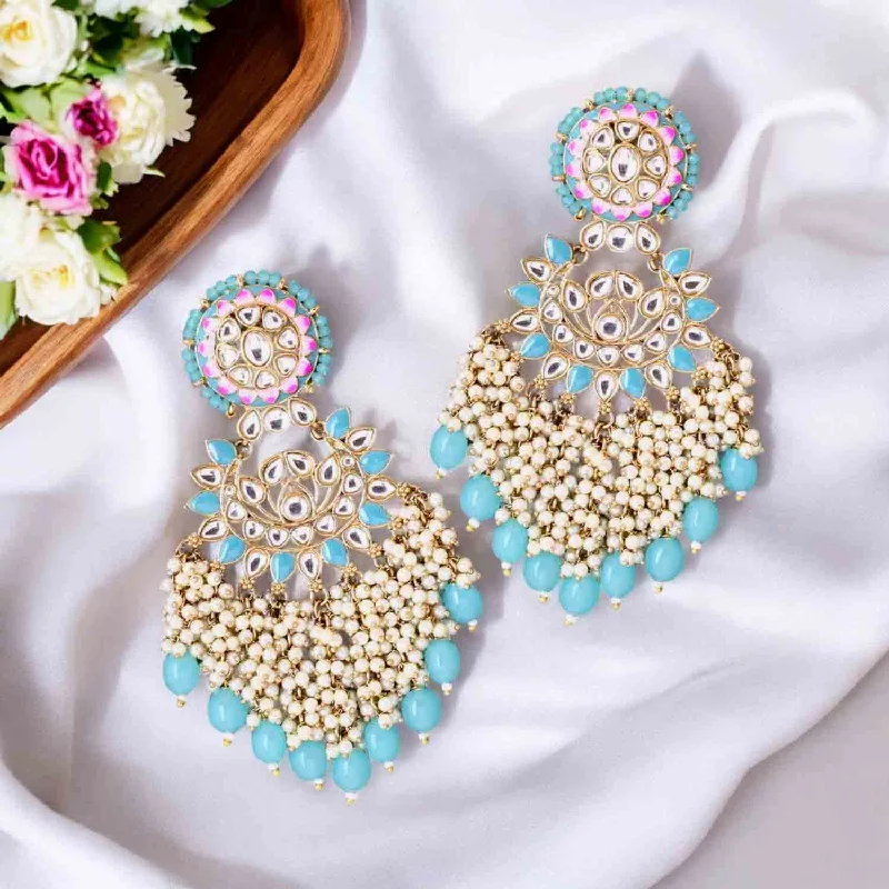 Women drop diamond earrings -Turquoise Shalani Chandbalis