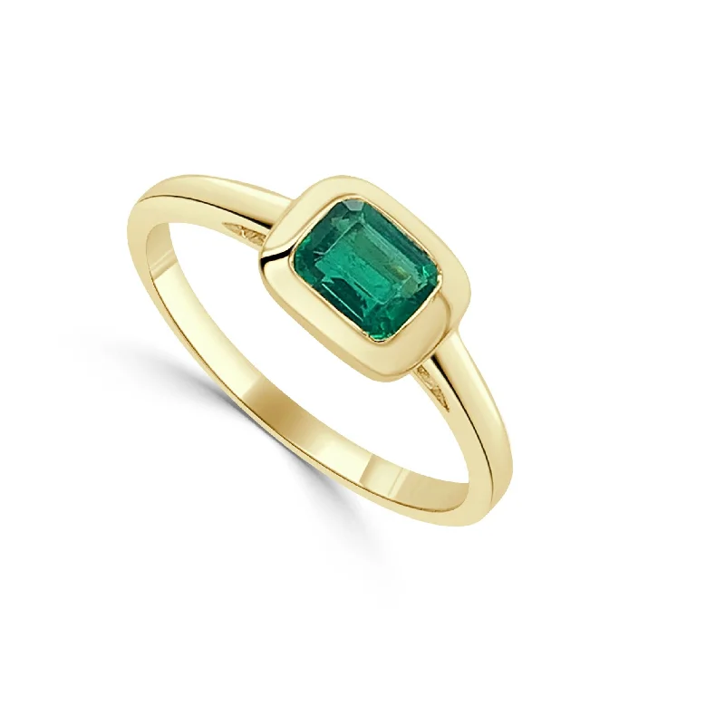 Women eternity diamond rings -14k Gold & Green Emerald Ring