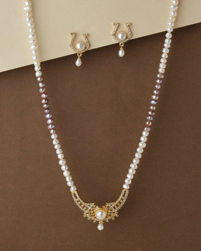 Designer necklaces for women -Trendy Pearl Necklace Set