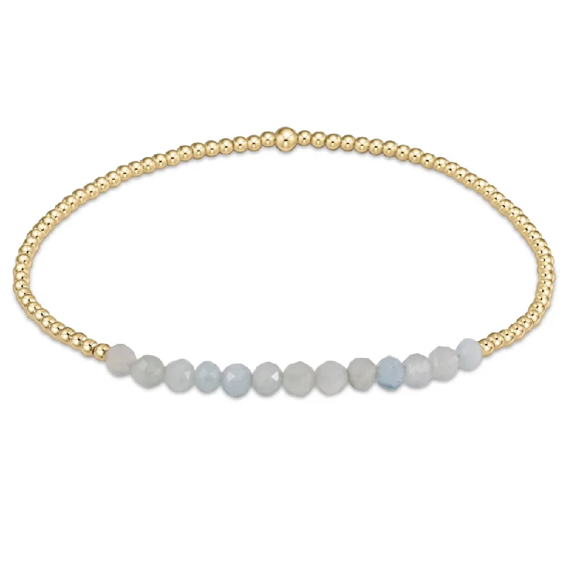 Women classic silver bangles and bracelets -enewton 6.25" Gold Bliss Gemstone 2mm Bead Bracelet - Aquamarine