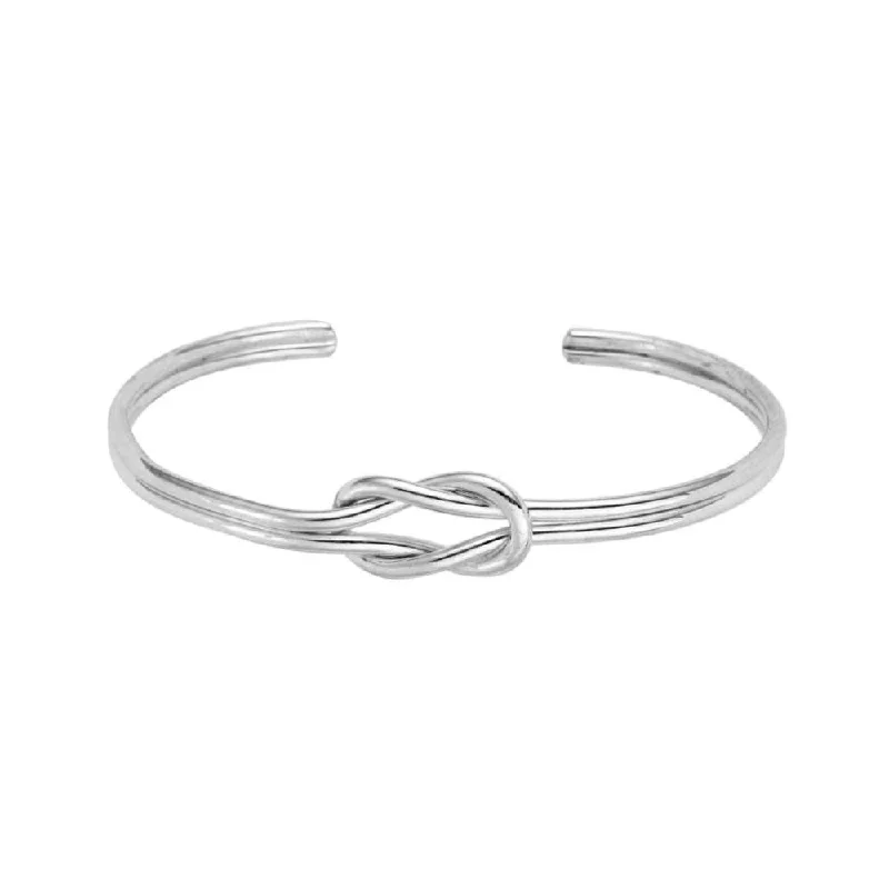 Affordable bangles and bracelets for women -Sterling Silver Knot Cuff Bangle Bracelet