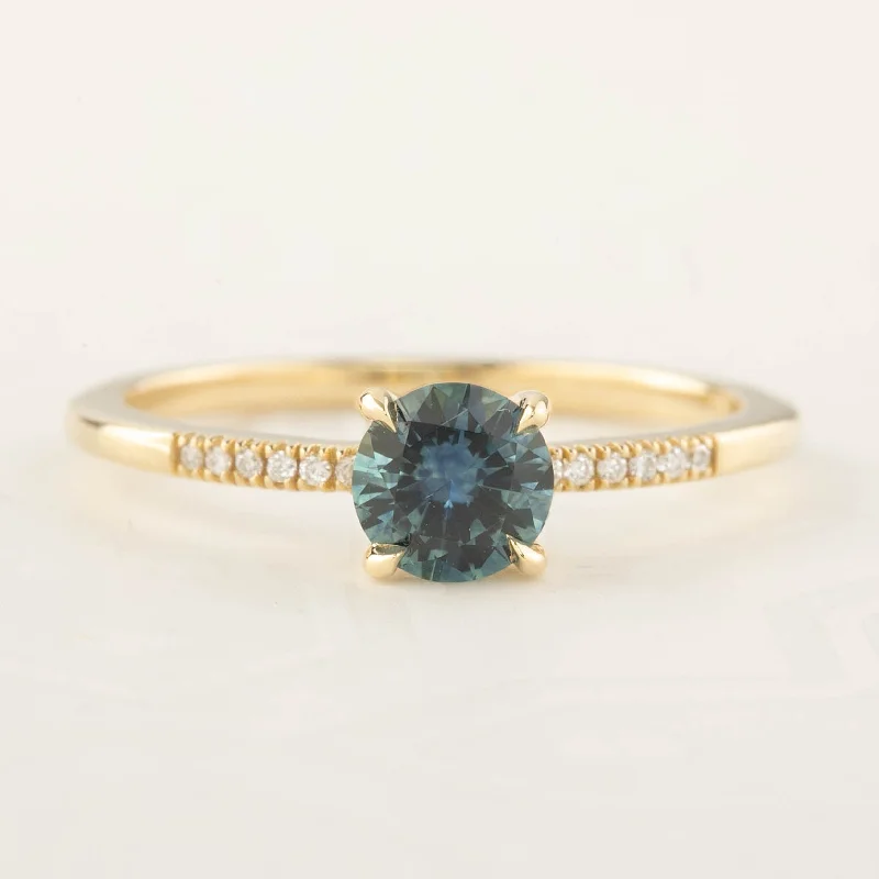 Luxury gold engagement rings for women -Audrey Ring - 0.75ct Teal Blue Montana Sapphire (One of a kind)