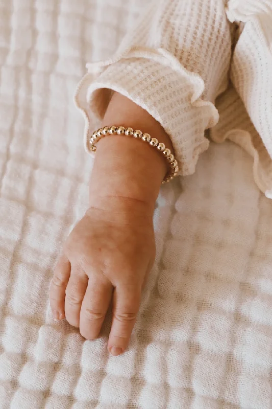 Women stackable silver bangles and bracelets -CHUNKY GOLD BABY BRACELET