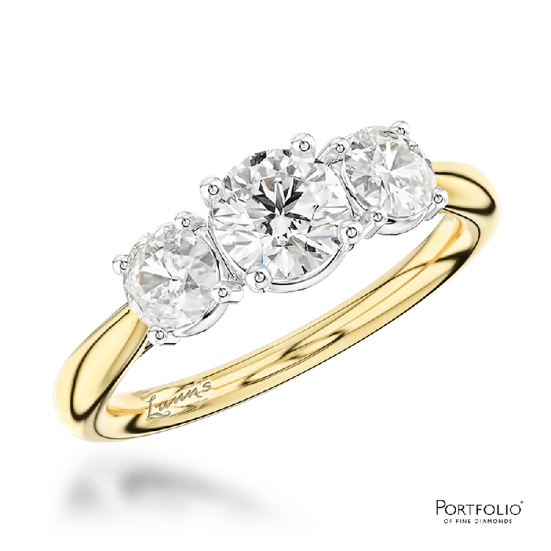 Women wedding rings -Three Stone 0.50ct G SI2 Diamond Yellow Gold/Platinum Ring