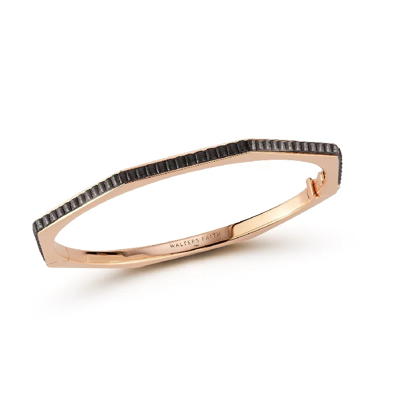 Custom bangles and bracelets for women -CARRINGTON 18K ROSE GOLD AND EBONY OCTAGON BRACELET