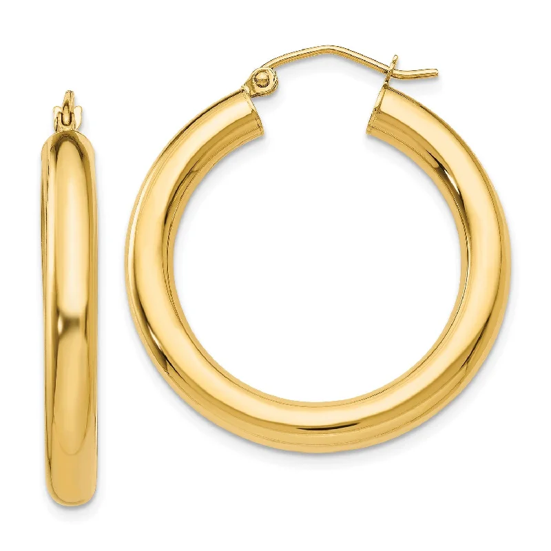 Women gemstone stud earrings -14KT Yellow Gold 30X4MM Hoop Earrings