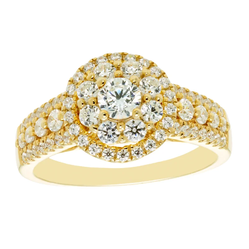 Women classic rings -1ctw Diamond Cluster Halo Ring