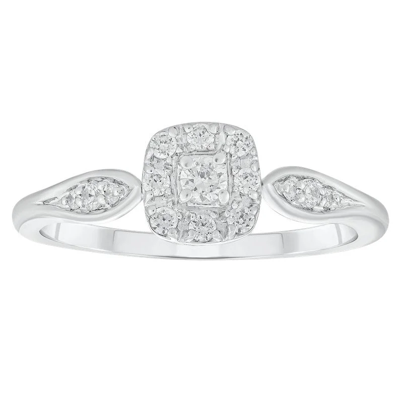 Women adjustable rings -1/4ctw Diamond Halo Ring