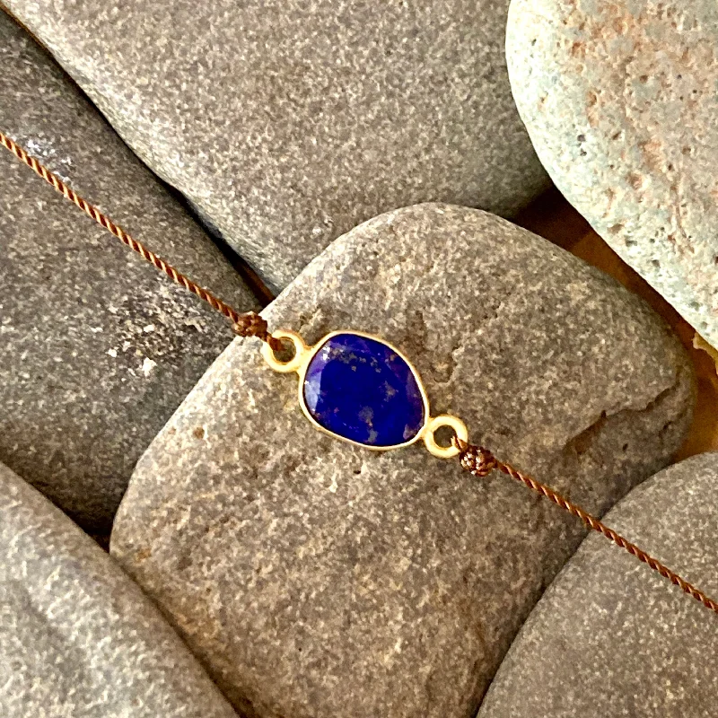 Women braided bangles and bracelets -One of a Kind Lapis 18K Gold Bracelet