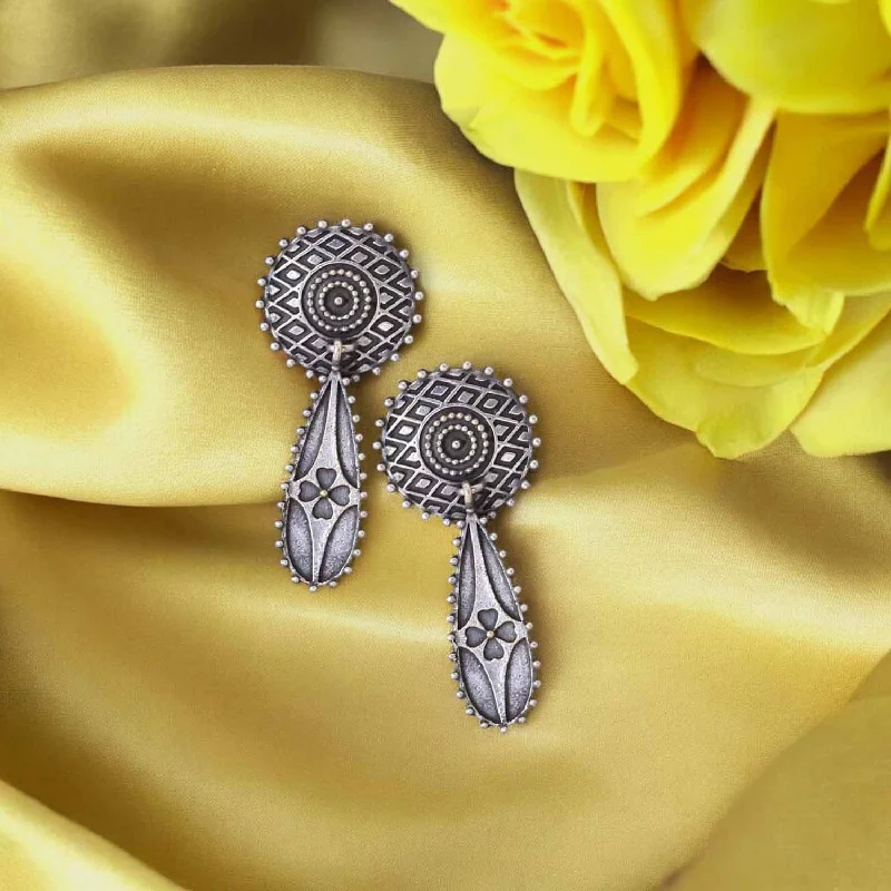 Women layered earrings -Antique Kalti Oxidised Danglers