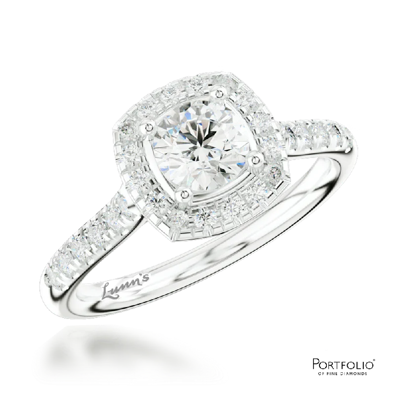 Women dainty rings -Cluster 0.50ct F VS2 Diamond Platinum Ring