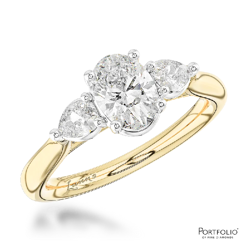 Women dainty rings -Three Stone 0.70ct E SI1 Diamond Yellow Gold/Platinum Ring