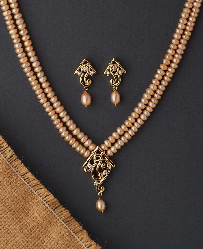 Double-strand necklaces for women -Regal Real Pearl Necklace Set