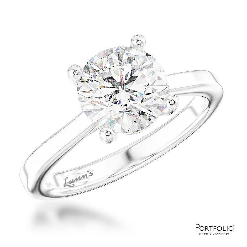 Women double band rings -Solitaire 1.09ct H SI2 Diamond Platinum Ring