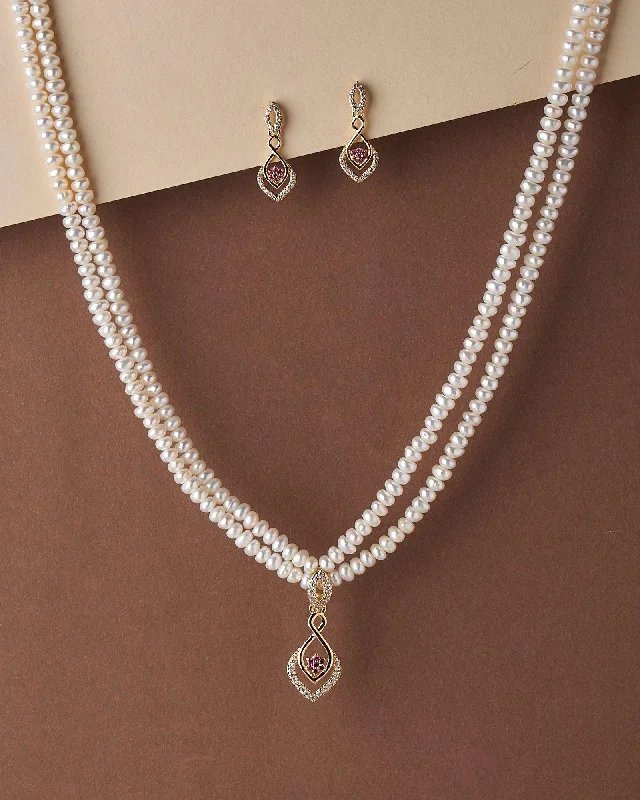 Matching necklace sets for women -Simple and Elegant Real Pearl Necklace Set