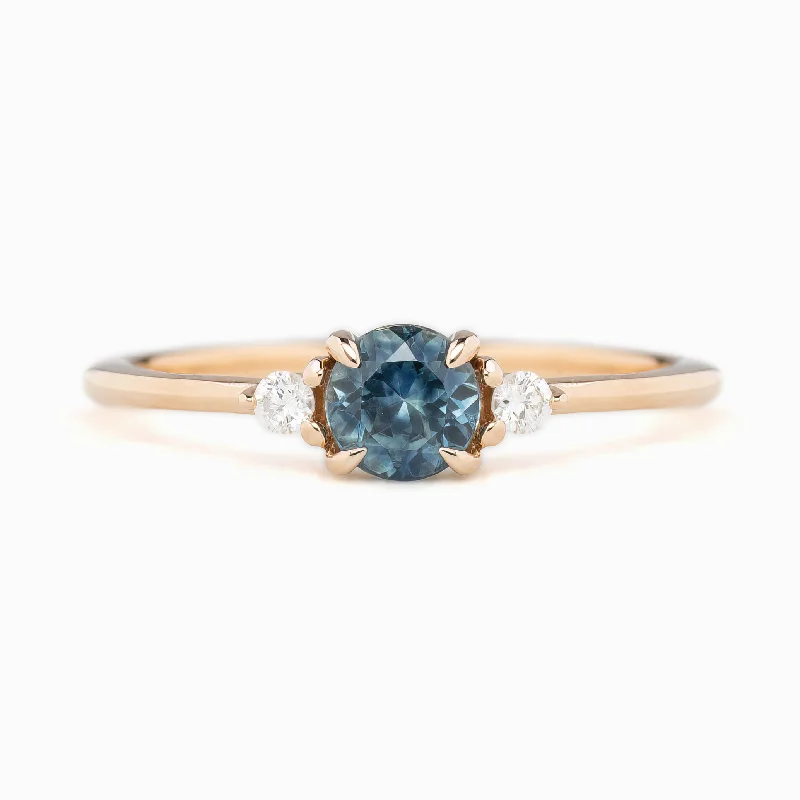 Sleek gold engagement rings for women -Emilie Ring 5mm 0.60ct Blue Montana Sapphire 14K Rose Gold