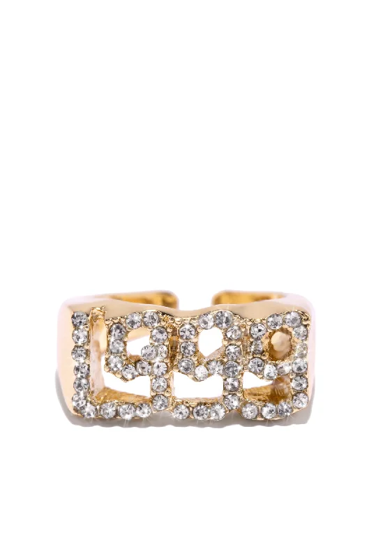 Women stackable rings -1999 Ring Embellished Old English Year Ring - Gold