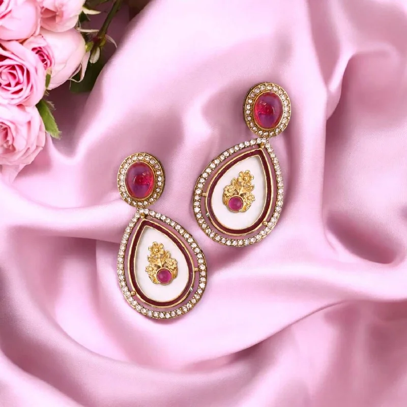 Women luxurious earrings -Wine Pritika Danglers