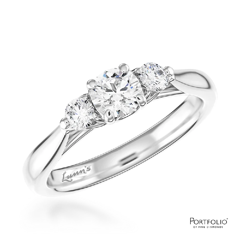 Women oversized rings -Tulip Three Stone 0.50ct D SI1 Diamond Platinum Ring