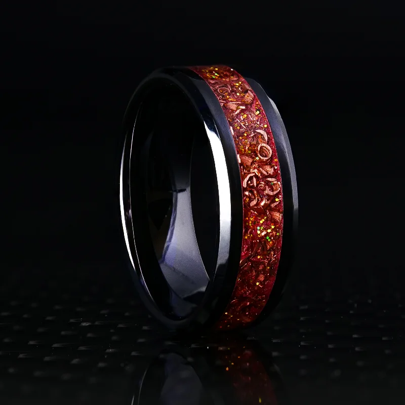 Women adjustable rings -Radiant Sedona Glowstone Ring on Black Ceramic