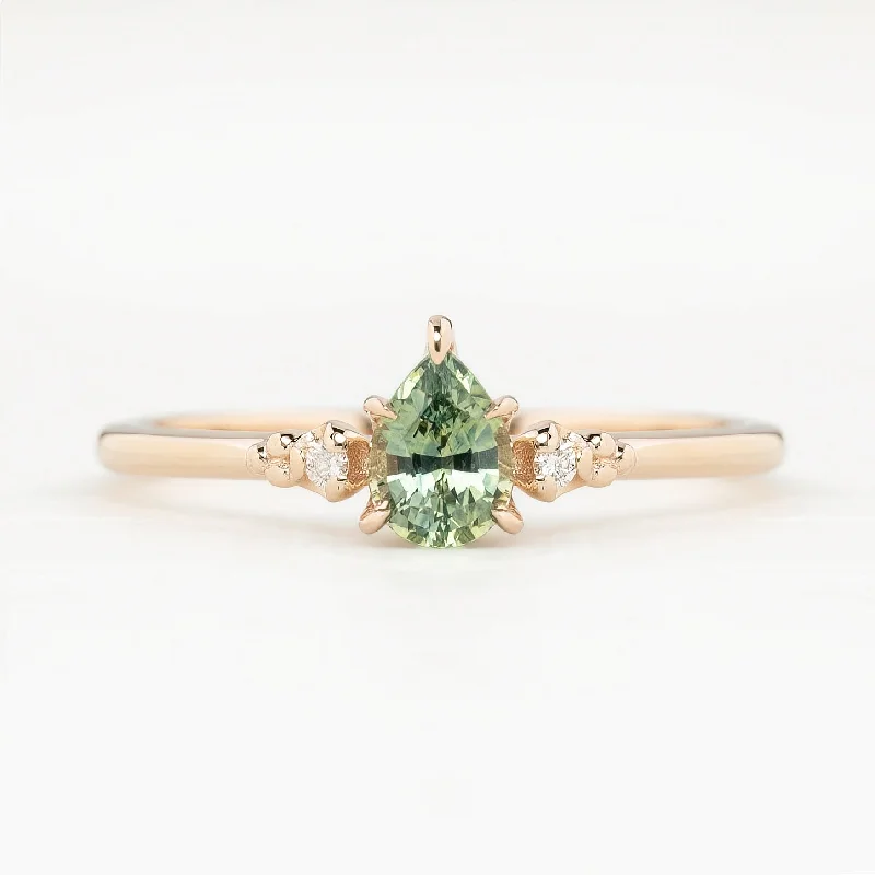 Pearl and diamond engagement rings for women -Estel Ring Green Montana Sapphire Ring, 14k Rose Gold