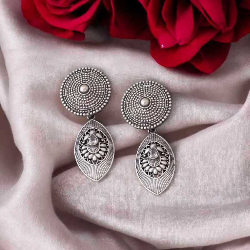 Women silver hoop earrings -Antique Shiyalli Oxidised Danglers