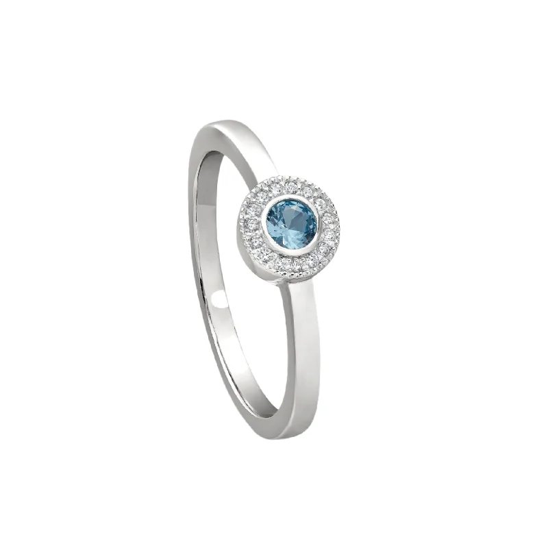 Women ring sets -Birth Gems Blue Topaz Ring