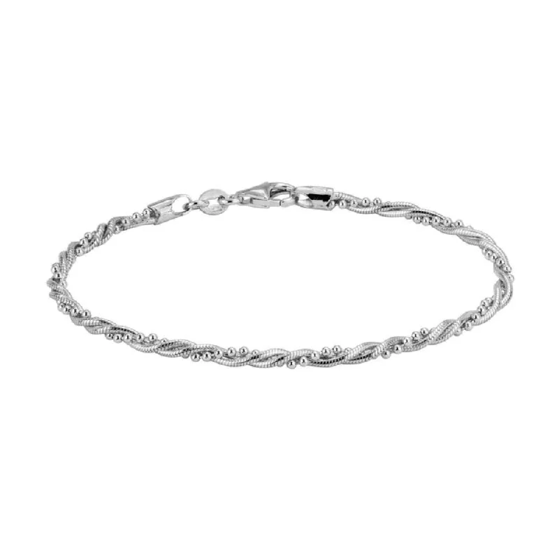 Women stylish bangles and bracelets -Sterling Silver Twist Beaded Bracelet