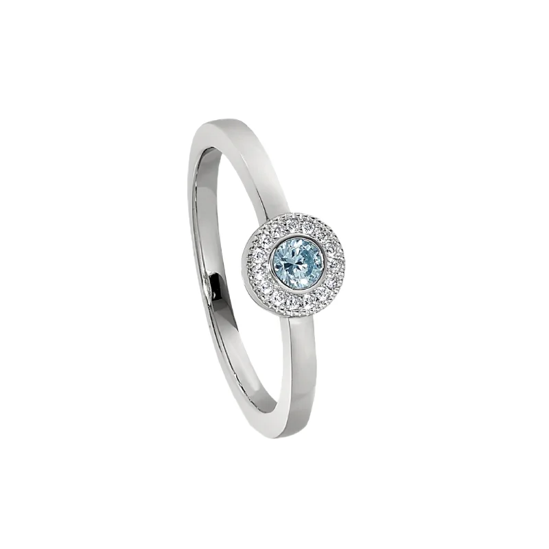 Women fashionable gemstone rings -Birth Gems Aquamarine Ring