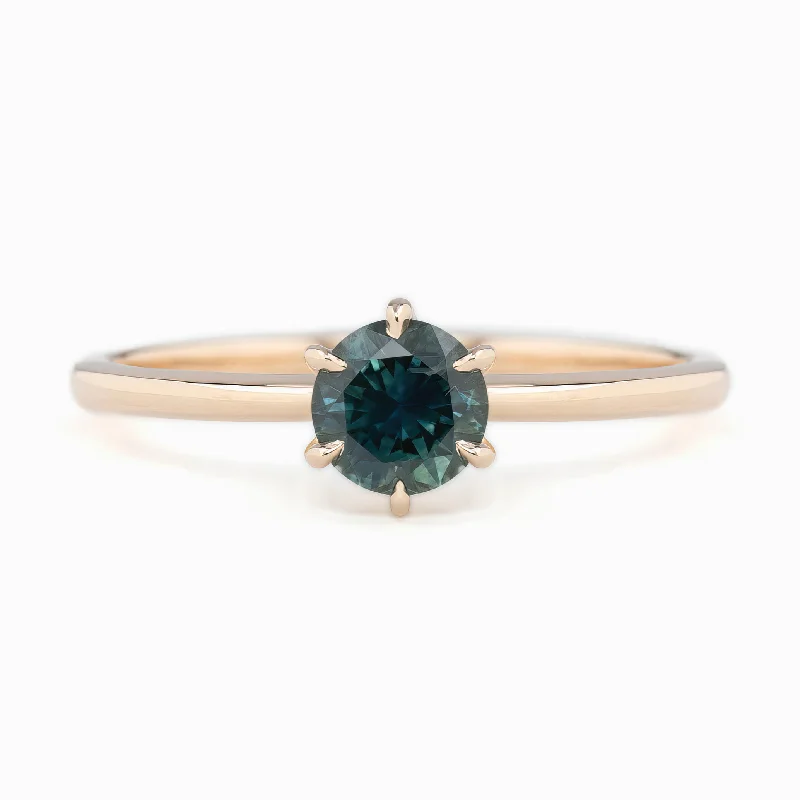 Sterling silver engagement rings for women -Floryn Ring 0.77ct Parti Blue Green Montana Sapphire, 14K Rose Gold (One of a kind)