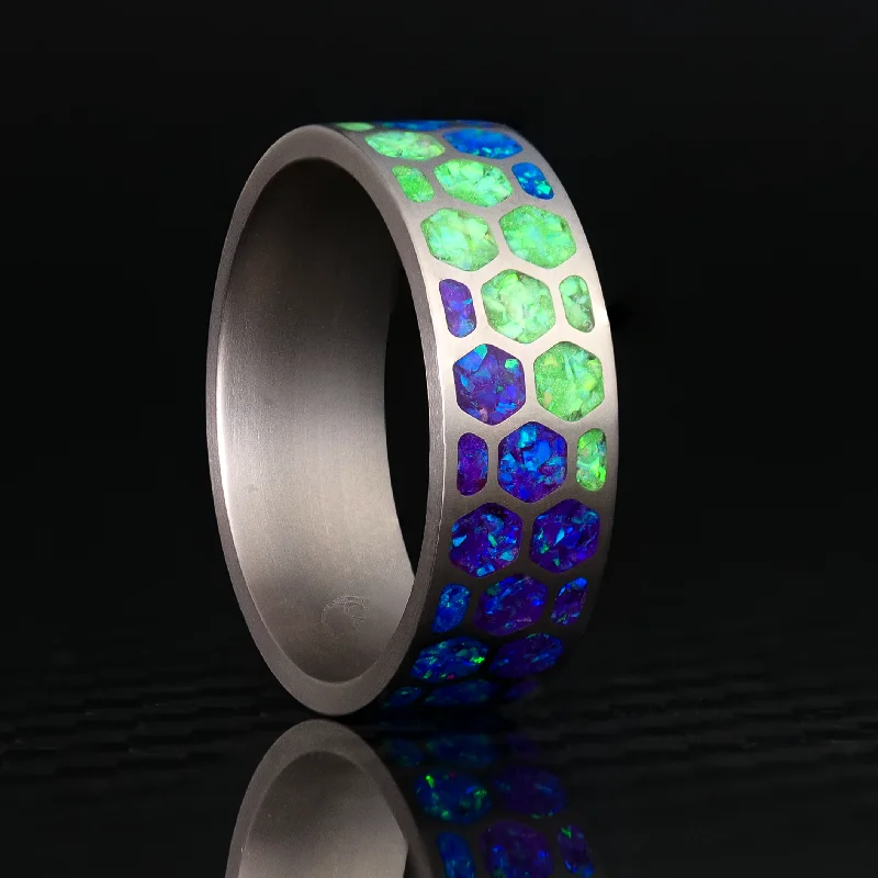 Women gemstone-studded rings -Aurora Hexagon Glowstone Ring