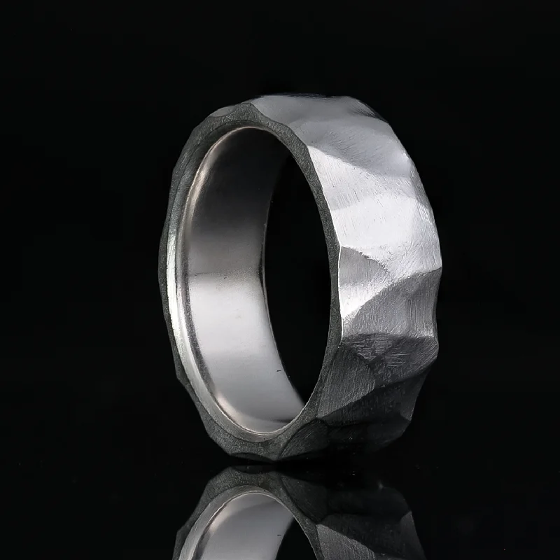 Women unique engagement rings -8mm Obsidian Sterling Silver Ring