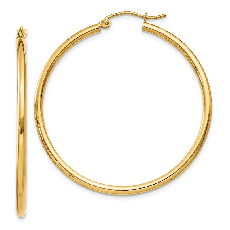 Gold earrings for women -14KT Yellow Gold 40X2MM Hoop Earrings