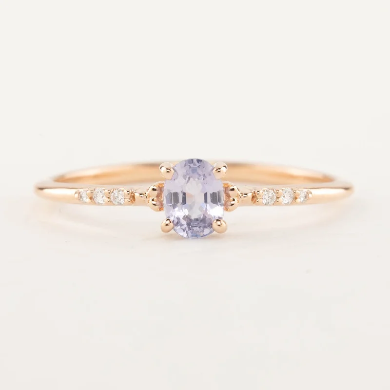 Trendy engagement rings for women -Eloise Ring - 5x4mm 0.40ct Unheated Blue Sapphire, 14k Rose Gold