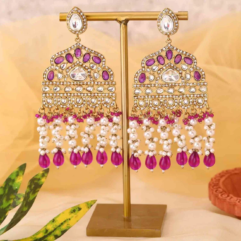 Women gemstone hoop earrings -Purple Ashuni Chandbalis