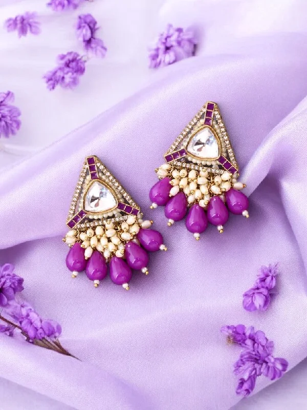 Women chandelier earrings -Purple Nita Danglers