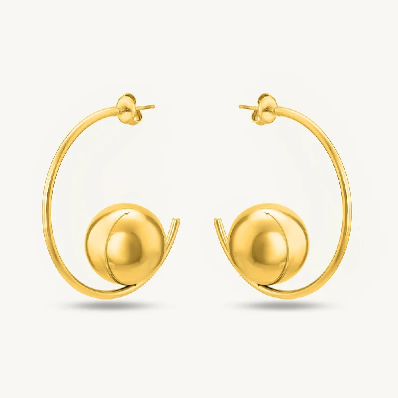 Women modern earrings -Ball Half Hoop Earrings