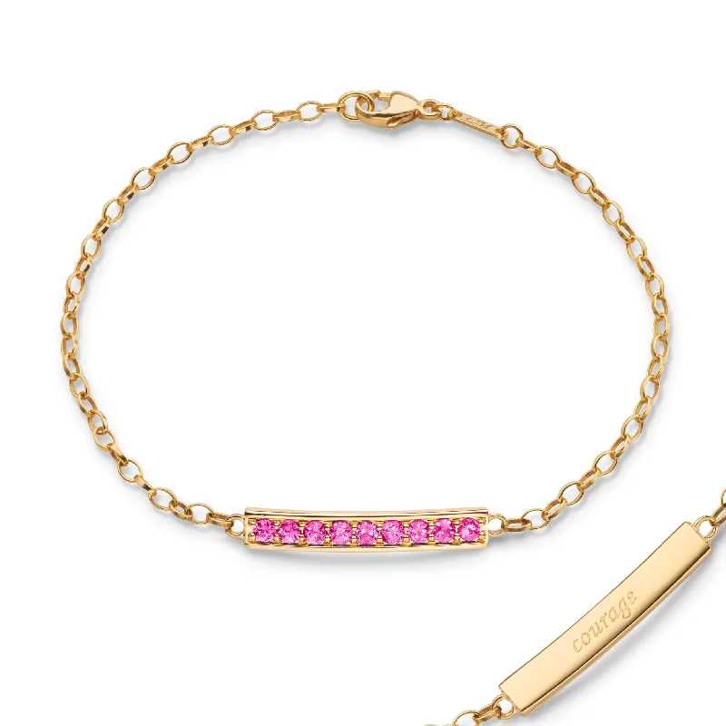 Women pearl and gold bangles and bracelets -Pink Sapphire "Courage" Petite Poesy Bracelet