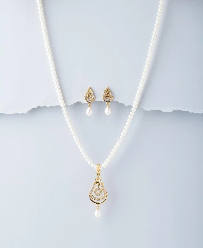 Charm necklaces for women -Traditional Real Pearl Necklace Set