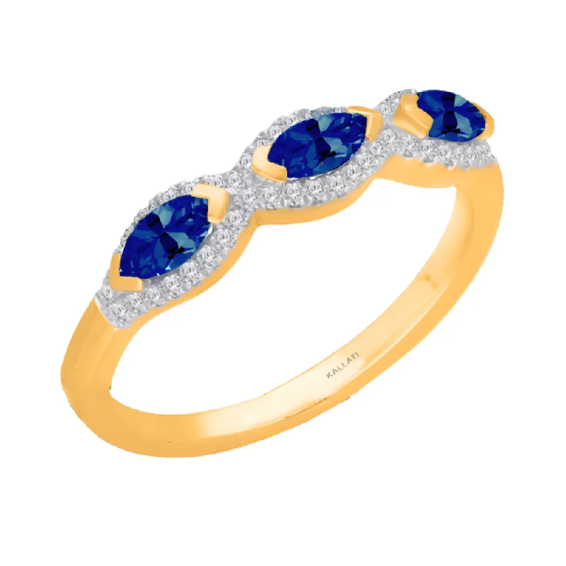 Women wedding and engagement rings -Kallati Sapphire Diamond Halo Band