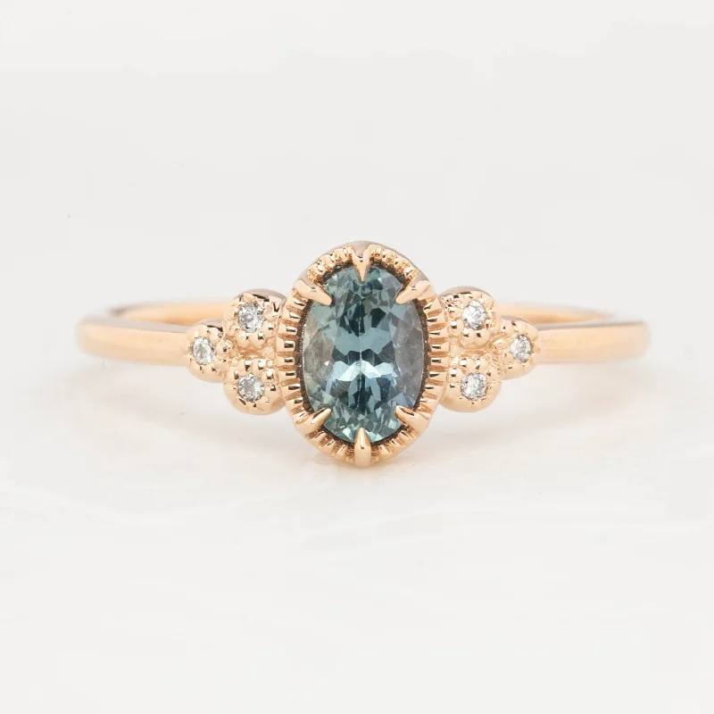 Trendy engagement rings for women -Celine Ring - 6x4mm 0.60ct Blue Montana Sapphire, 14k Rose Gold