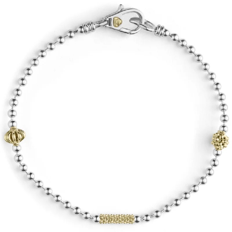 Women sleek bangles and bracelets -Lagos Caviar Icon Two-Tone Caviar Beaded Bracelet