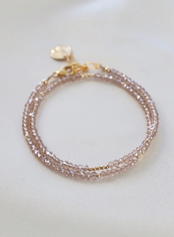 Women silver bangles and bracelets -CHAMPAGNE PETITE CRYSTAL DOUBLE WRAP BRACELET