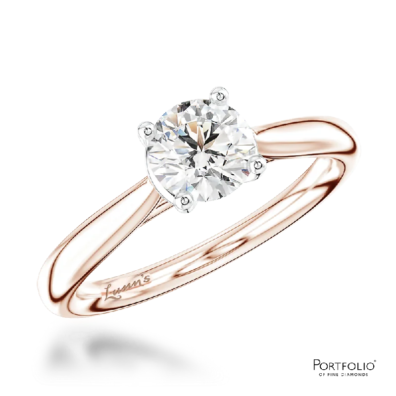 Women luxurious diamond rings -Solitaire 0.70ct F VS2 Diamond Rose Gold/Platinum Ring