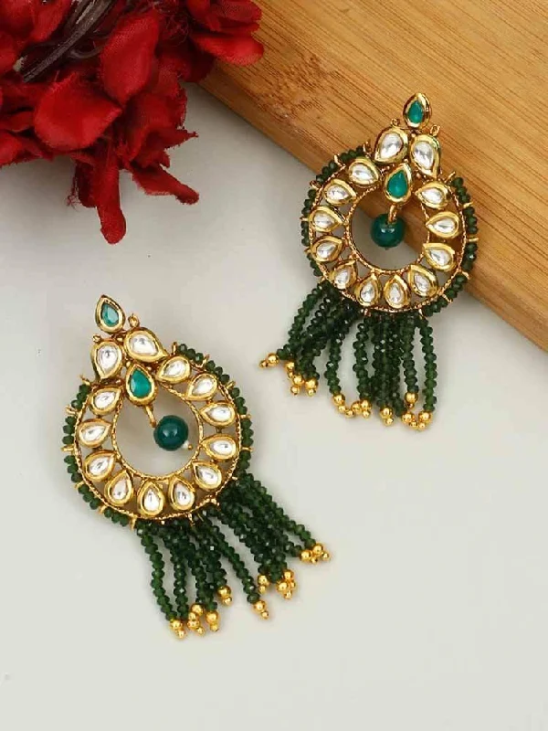 Women mixed metal earrings -Emerald Omkar Dangler Earrings - EOSS